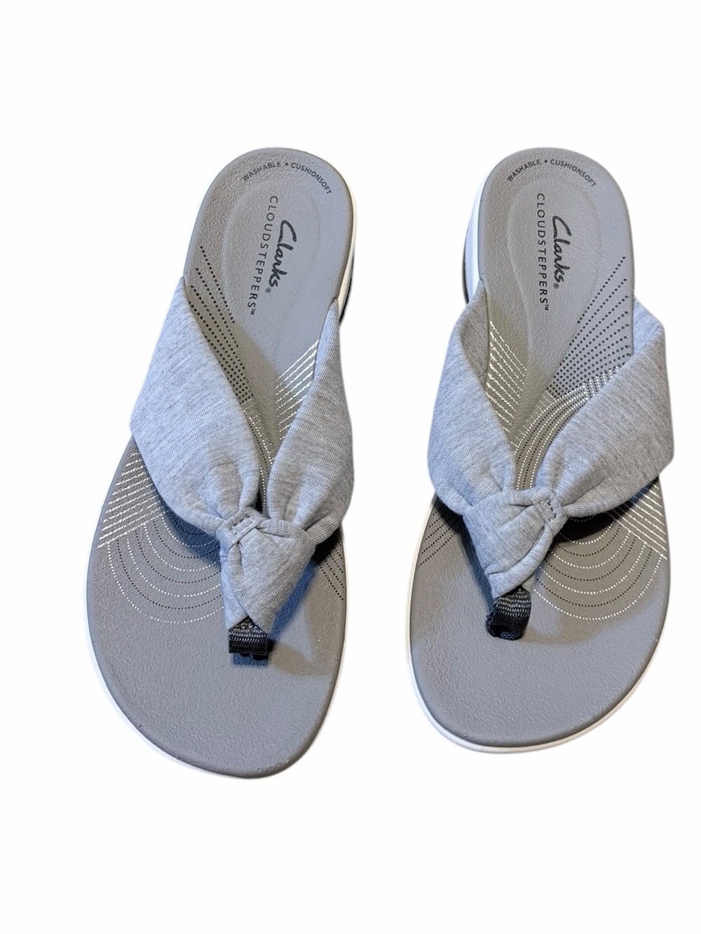 🌼🌟NIB Clarks Cloudsteppers Gray Knotted Thong Sandals - Picture 4 of 12